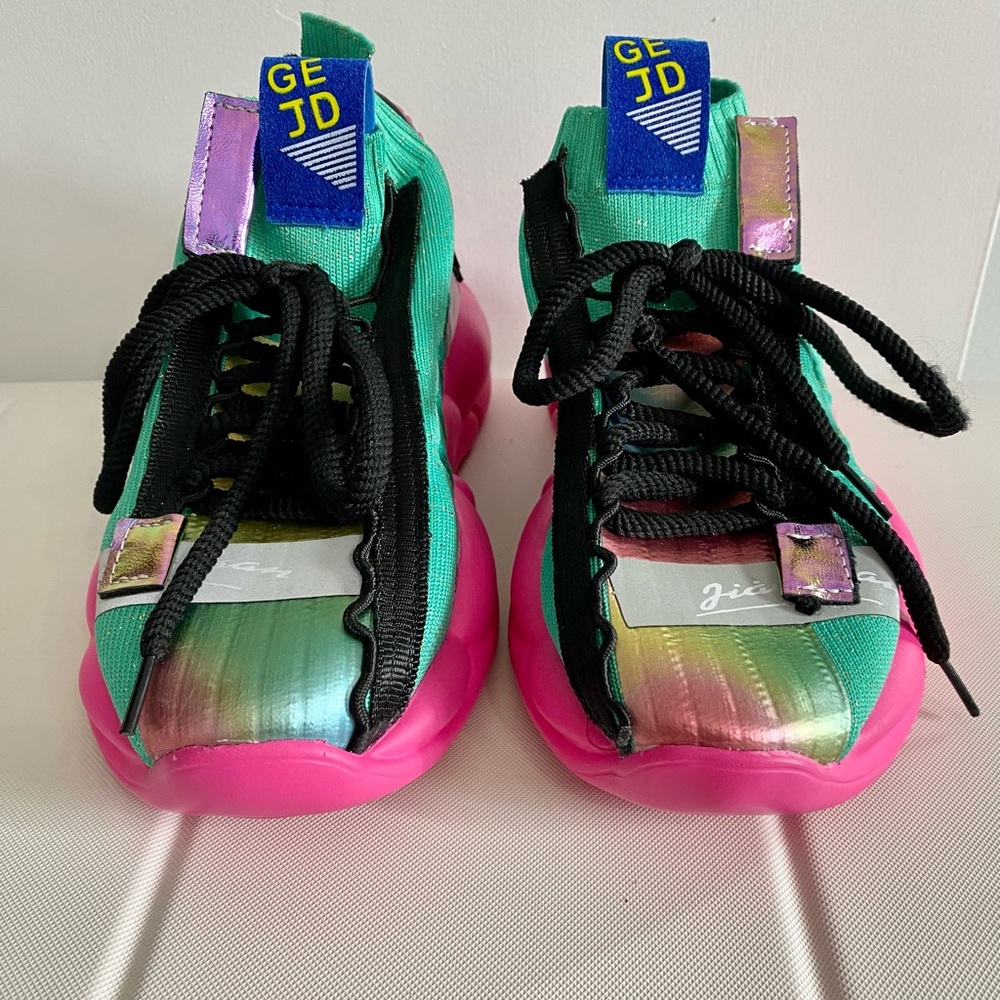 Green and Pink Tennis Shoes
